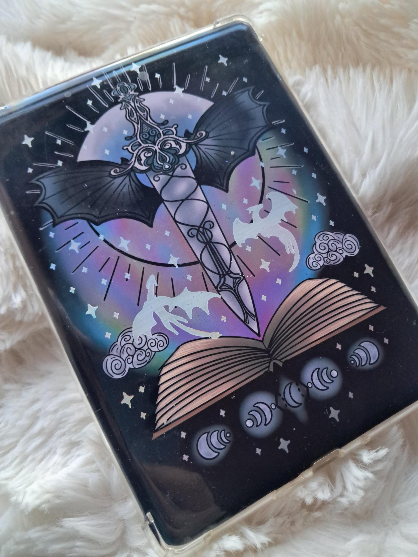 Foiled Kindle Case Insert | Reader Gifts | Bookish | Sticker | Booktok | dragons | fantasy | Romance | Romantasy | Moon | Colourful | Skin