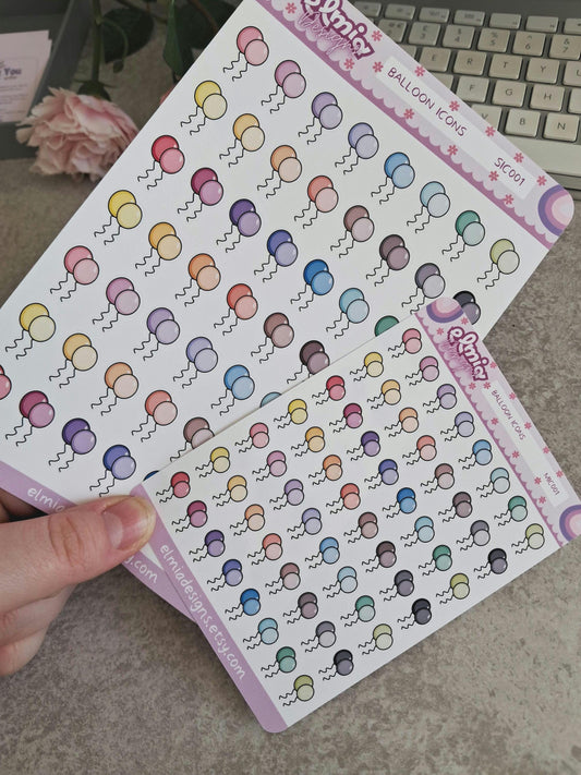 56 Cute Bright Balloon Planner Stickers | Birthday | BUJO | Planning | Journaling | Celebration | Mini Size | Standard Size | Custom