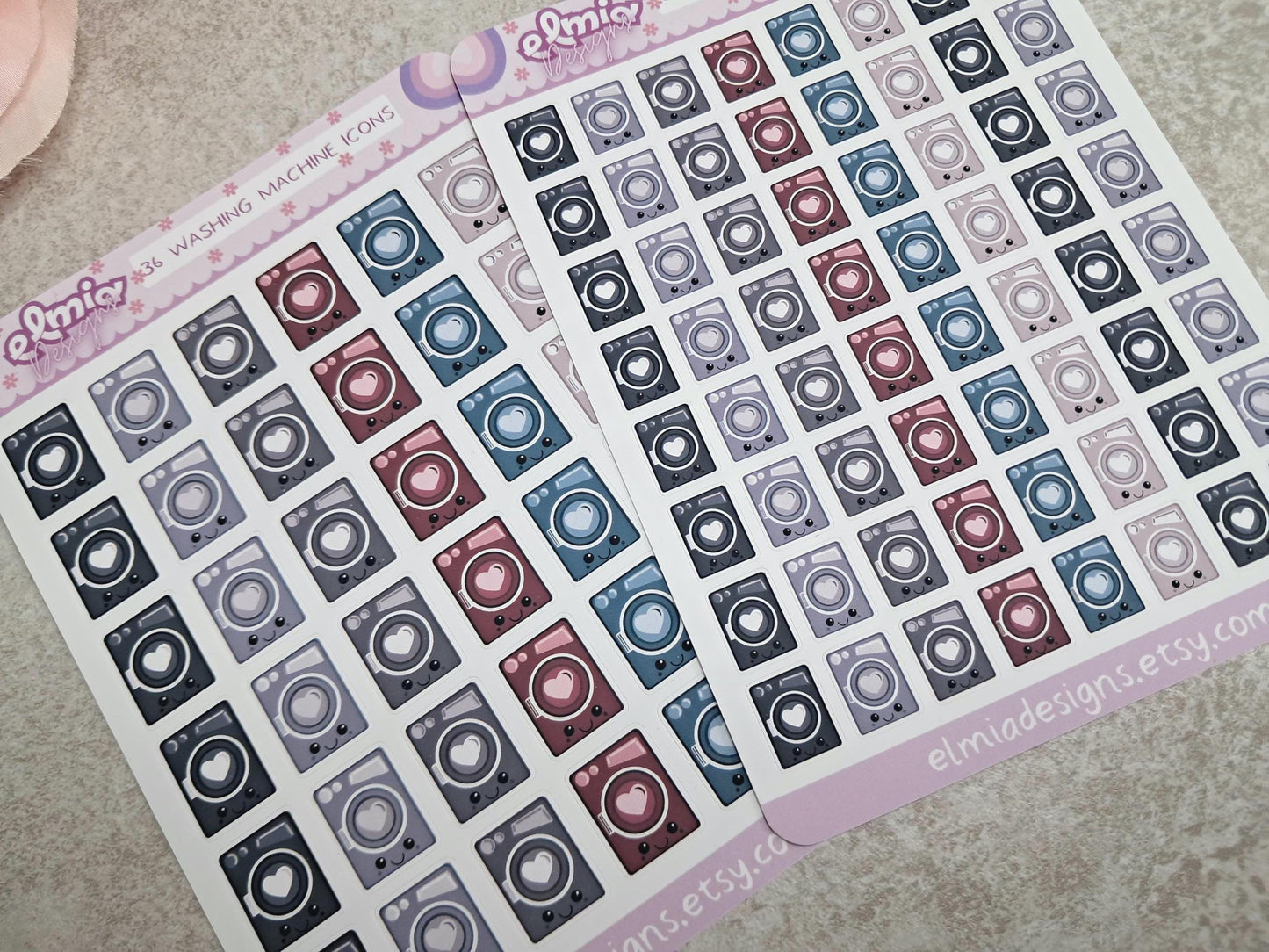 Cute Bright Neutral Washing Machine | Chores | Tumble Dryer | Journaling | Calendar Planner Stickers | BUJO | Planning | Kawaii Anime