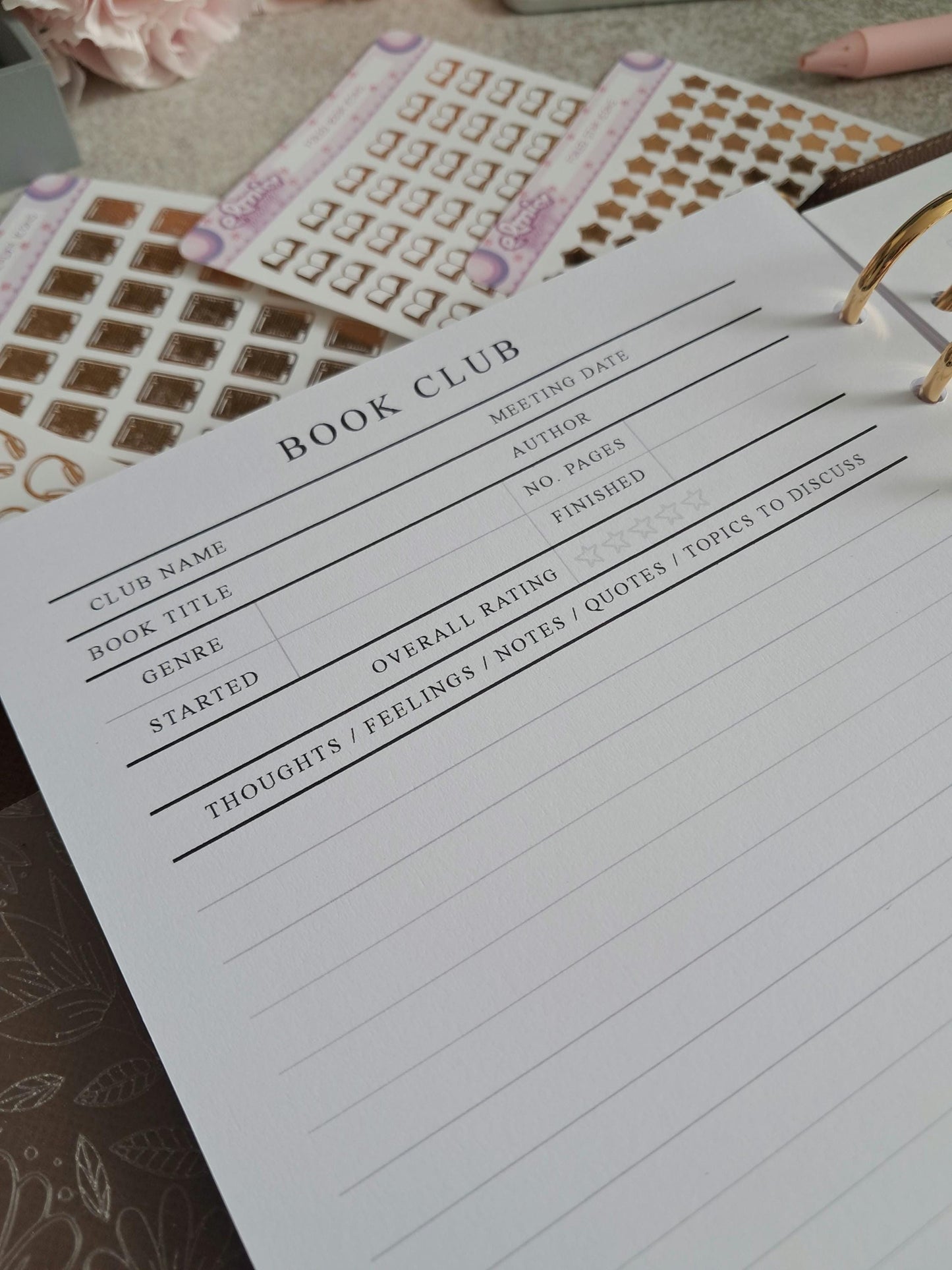 Digital Download A5 Size Reading Journal | Bookish gifts | Book Review | Reading tracker | Planner insert | Bookclub Meeting Notes Book Club