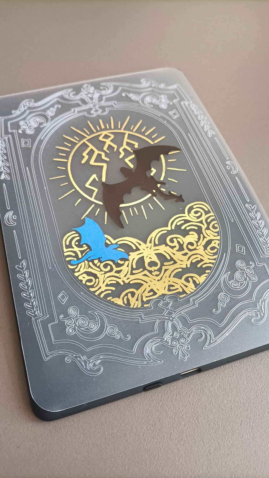 Foiled Kindle Case Insert | Reader Gifts | Bookish | Kindle Skin | Decor | Kindle Stickers | Booktok | wing | dragons | fantasy | sky storm