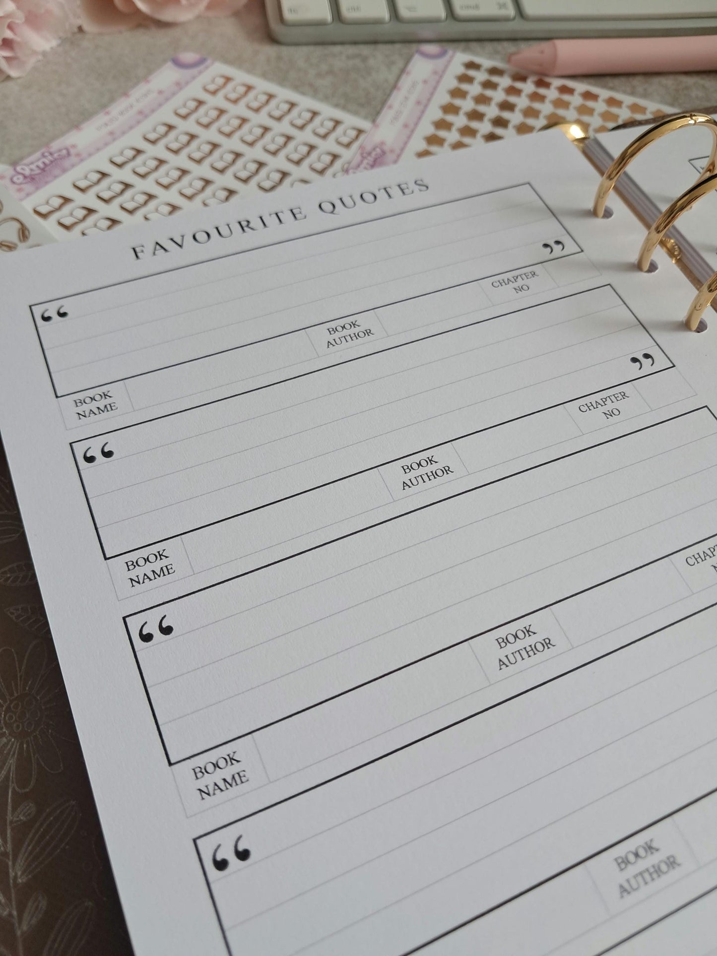 Digital Download A5 Size Reading Journal | Bookish gifts | Book Review | Reading tracker | Planner inserts | Favourite Book Quotes