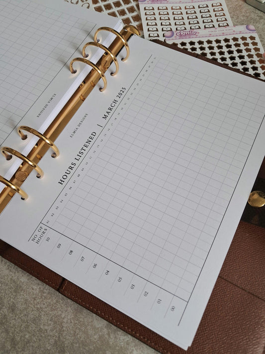 Digital Download A5 Size Reading Journal | Bookish gifts | Book Review | Reading | Planner inserts | Audiobook tracker monthly daily 2025