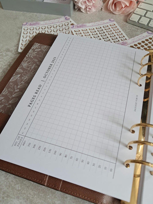 Digital Download A5 Size Reading Journal | Bookish gifts | Book Review | tracker | Planner inserts | Monthly Daily Reading Trackers