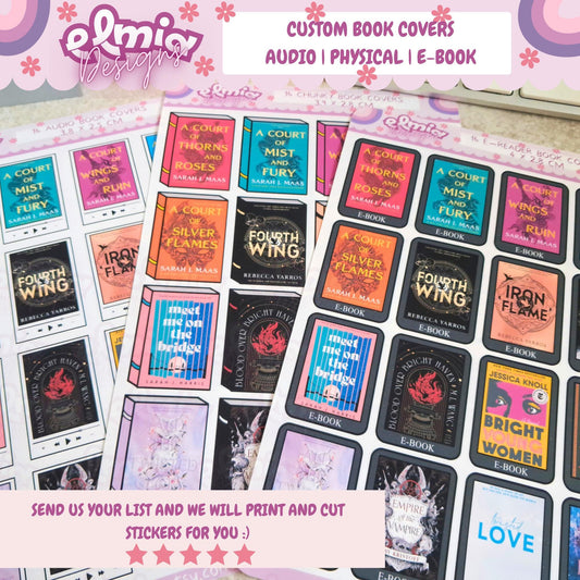 Printed Custom Book Cover Stickers | Reading Journal | Bullet Journal | Planning | Reading Gifts | Booktok | tracker | Books Audiobook Ebook