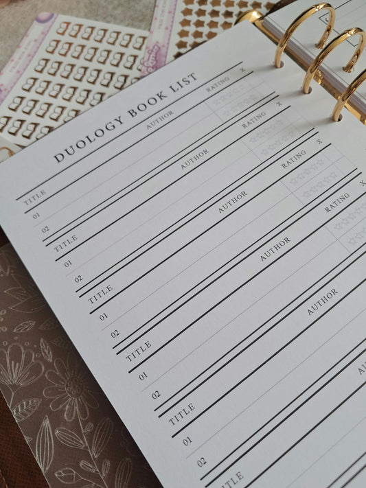 Digital Download A5 Size Reading Journal | Bookish gifts | Book Review | Reading tracker | Planner inserts | Duology Book Series Trackers