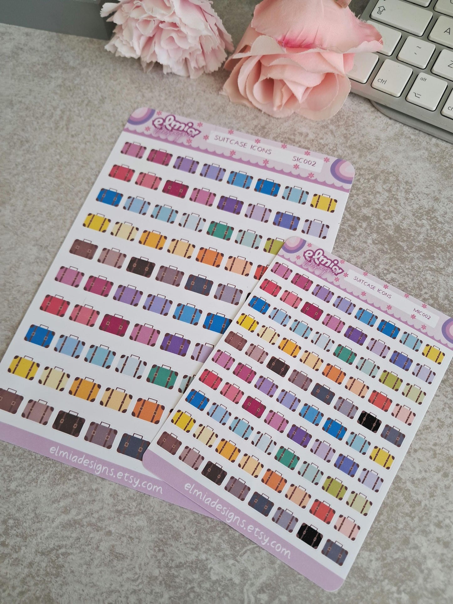80 Cute Bright Suitcase or Briefcase Planner Stickers | Holiday | BUJO | Planning | Journaling | Work | Summer | Mini Size | Travel