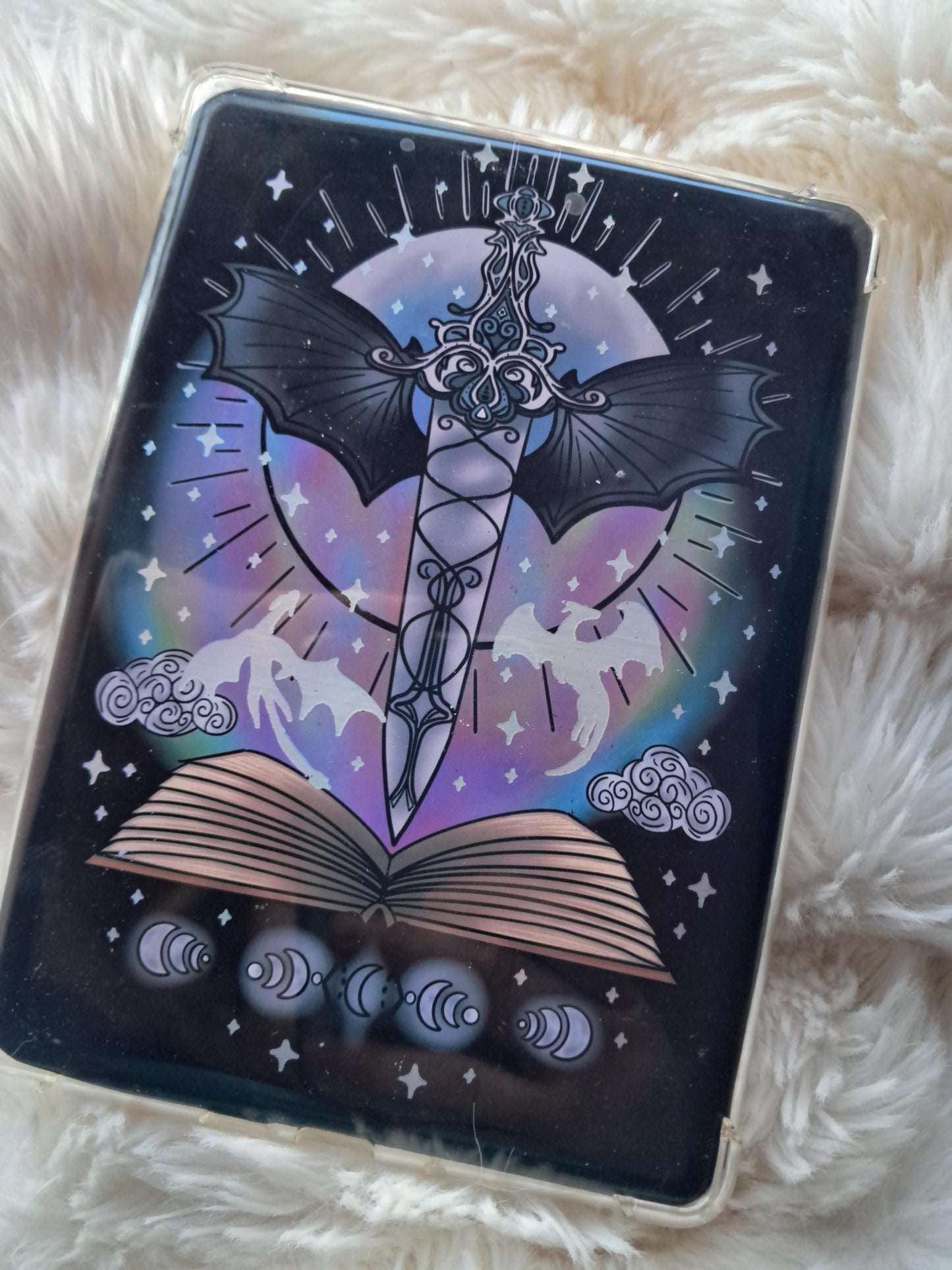 Foiled Kindle Case Insert | Reader Gifts | Bookish | Sticker | Booktok | dragons | fantasy | Romance | Romantasy | Moon | Colourful | Skin