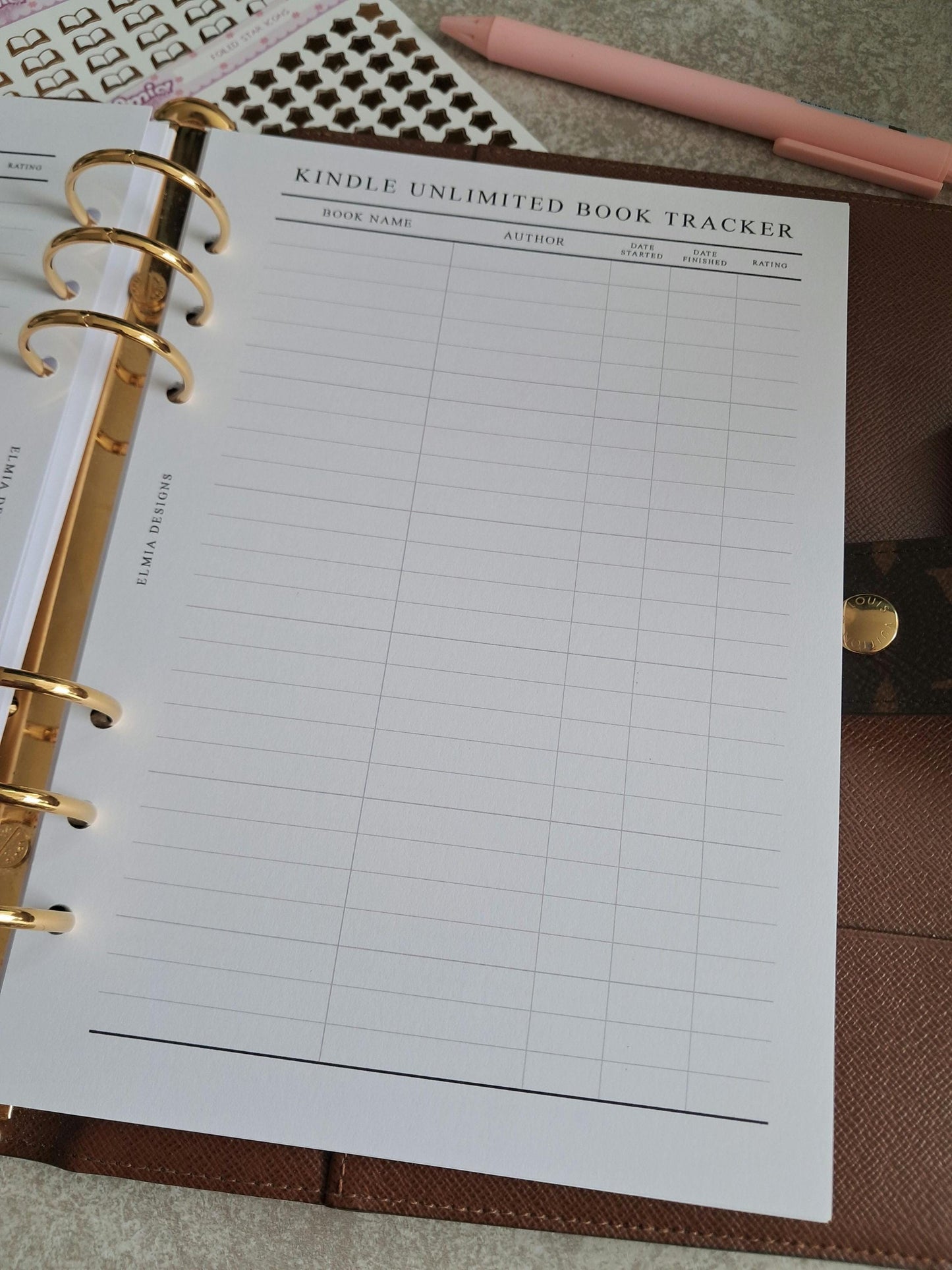Digital Download A5 Size Reading Journal | Bookish gifts | Book Review | Reader | Planner inserts | Kindle Unlimited Reads TBR Tracker