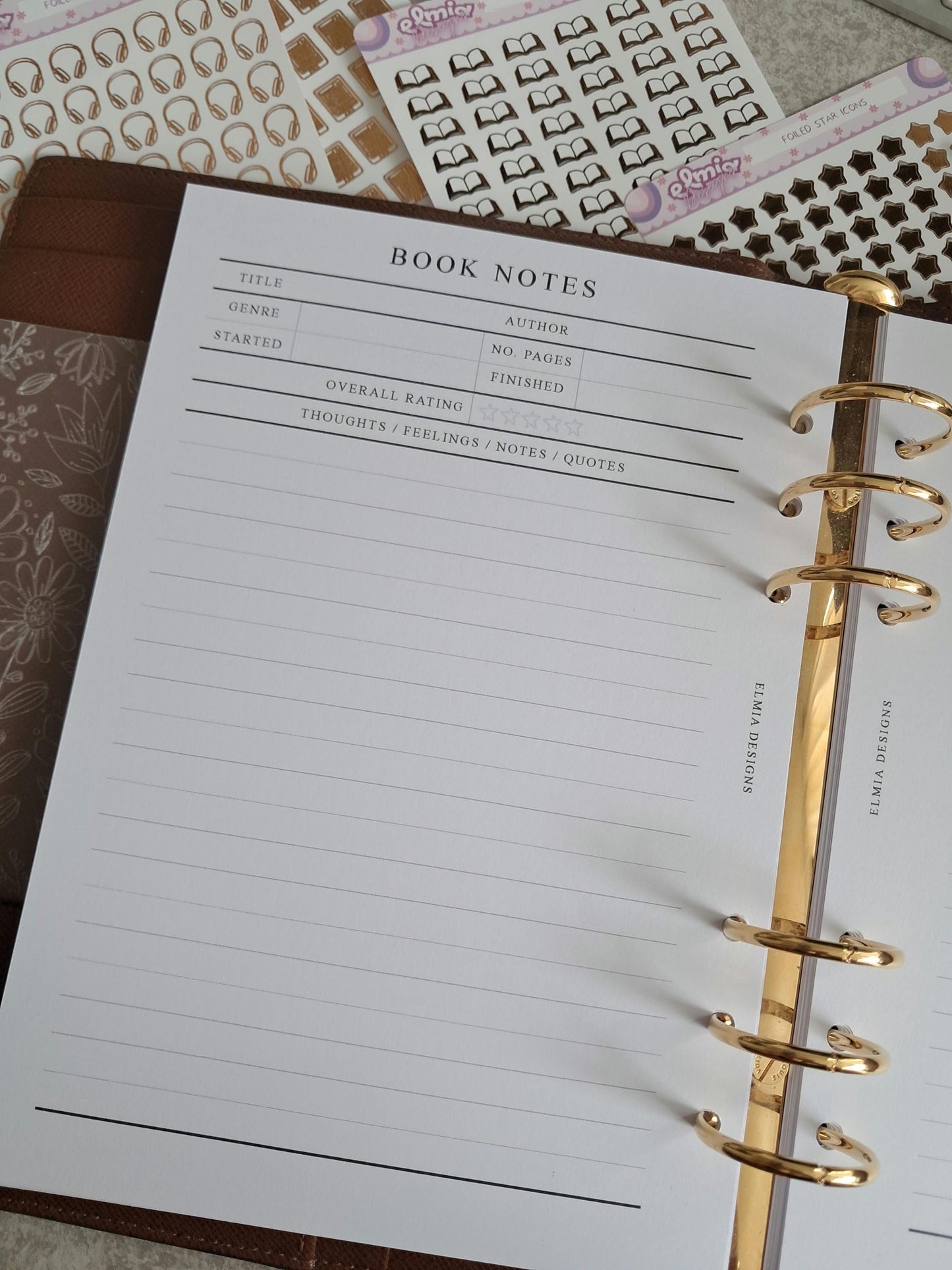 Digital Download A5 Size Reading Journal | Bookish gifts | Book Review | Reading tracker | Planner inserts | Book Note Pages