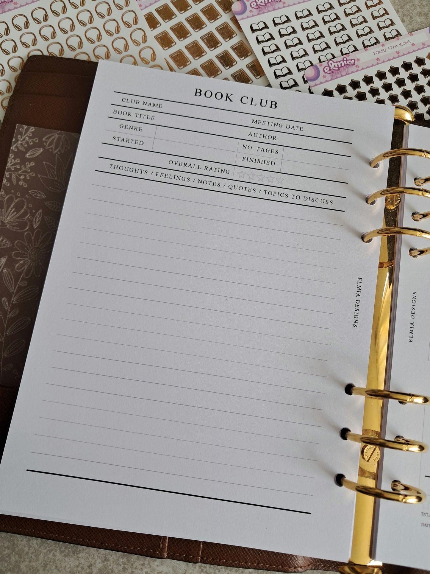 Digital Download A5 Size Reading Journal | Bookish gifts | Book Review | Reading tracker | Planner insert | Bookclub Meeting Notes Book Club