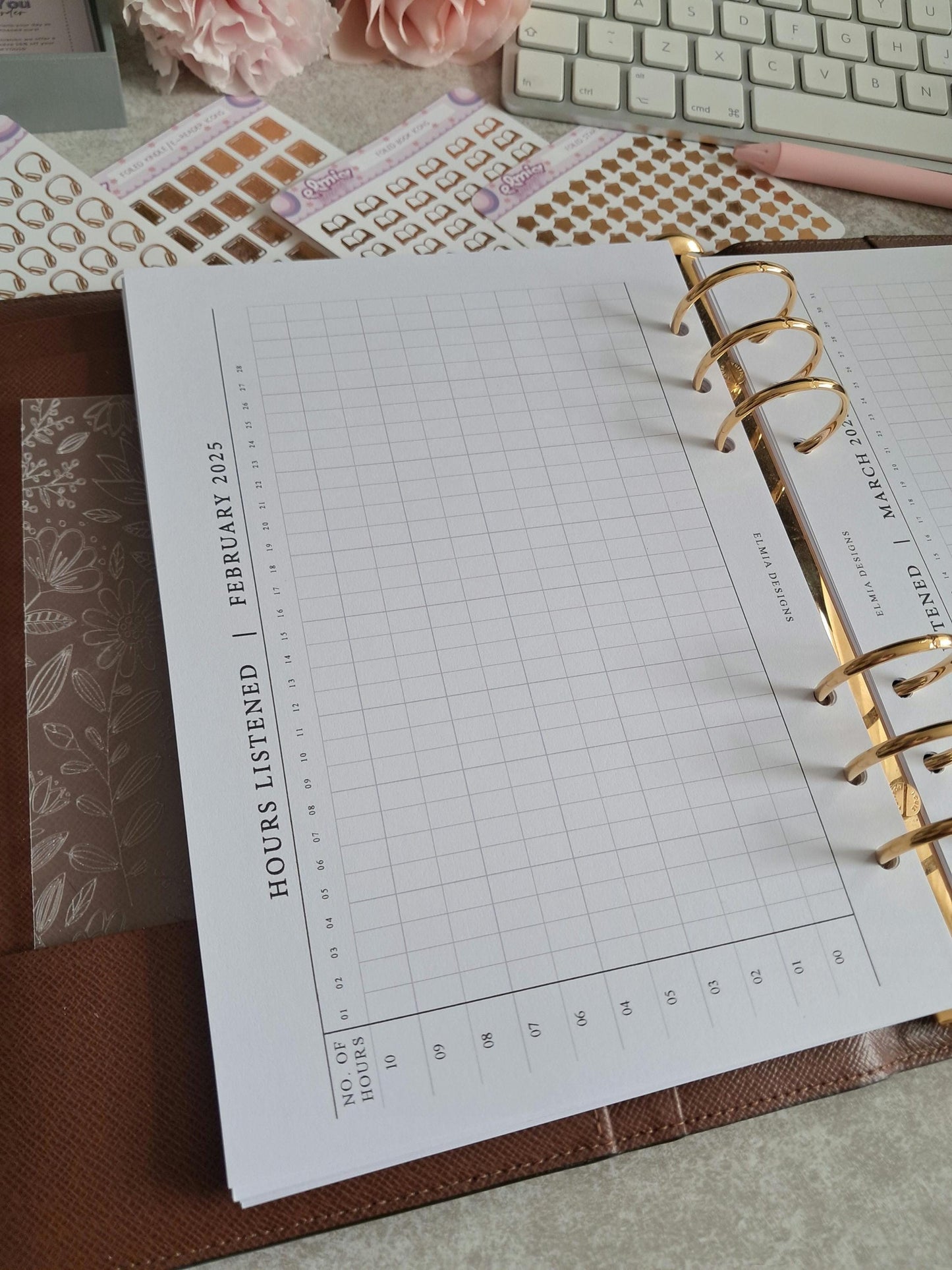 Digital Download A5 Size Reading Journal | Bookish gifts | Book Review | Reading | Planner inserts | Audiobook Listening Tracker BUJO