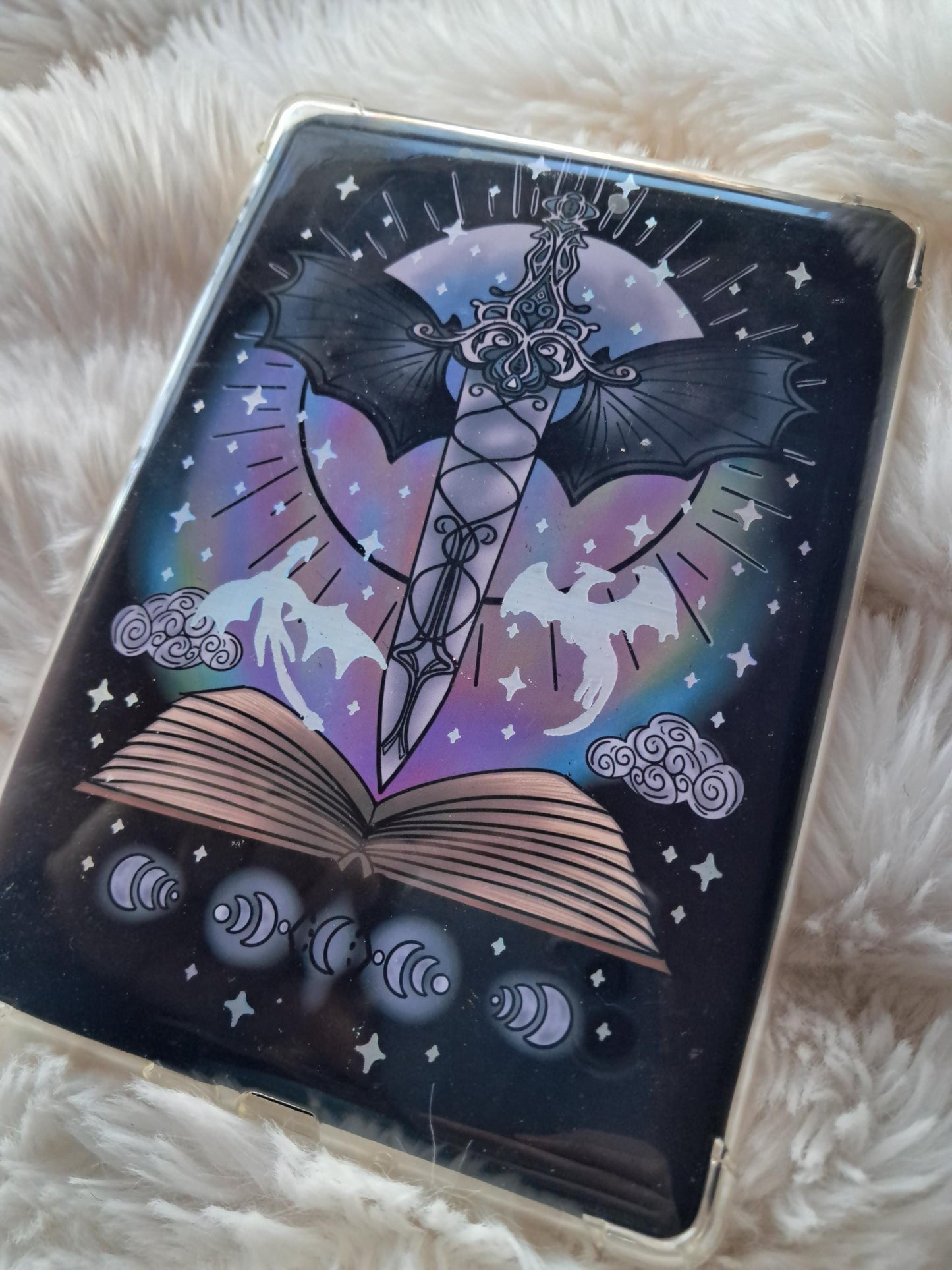 Foiled Kindle Case Insert | Reader Gifts | Bookish | Sticker | Booktok | dragons | fantasy | Romance | Romantasy | Moon | Colourful | Skin