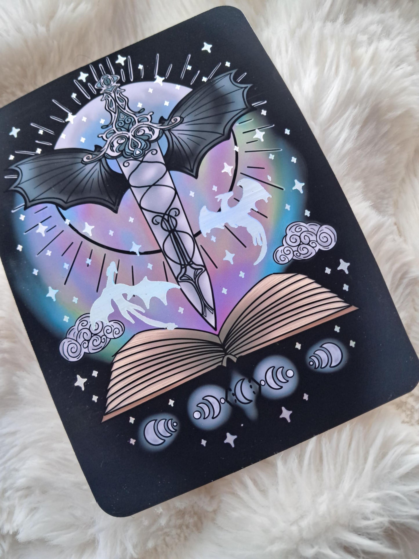 Foiled Kindle Case Insert | Reader Gifts | Bookish | Sticker | Booktok | dragons | fantasy | Romance | Romantasy | Moon | Colourful | Skin