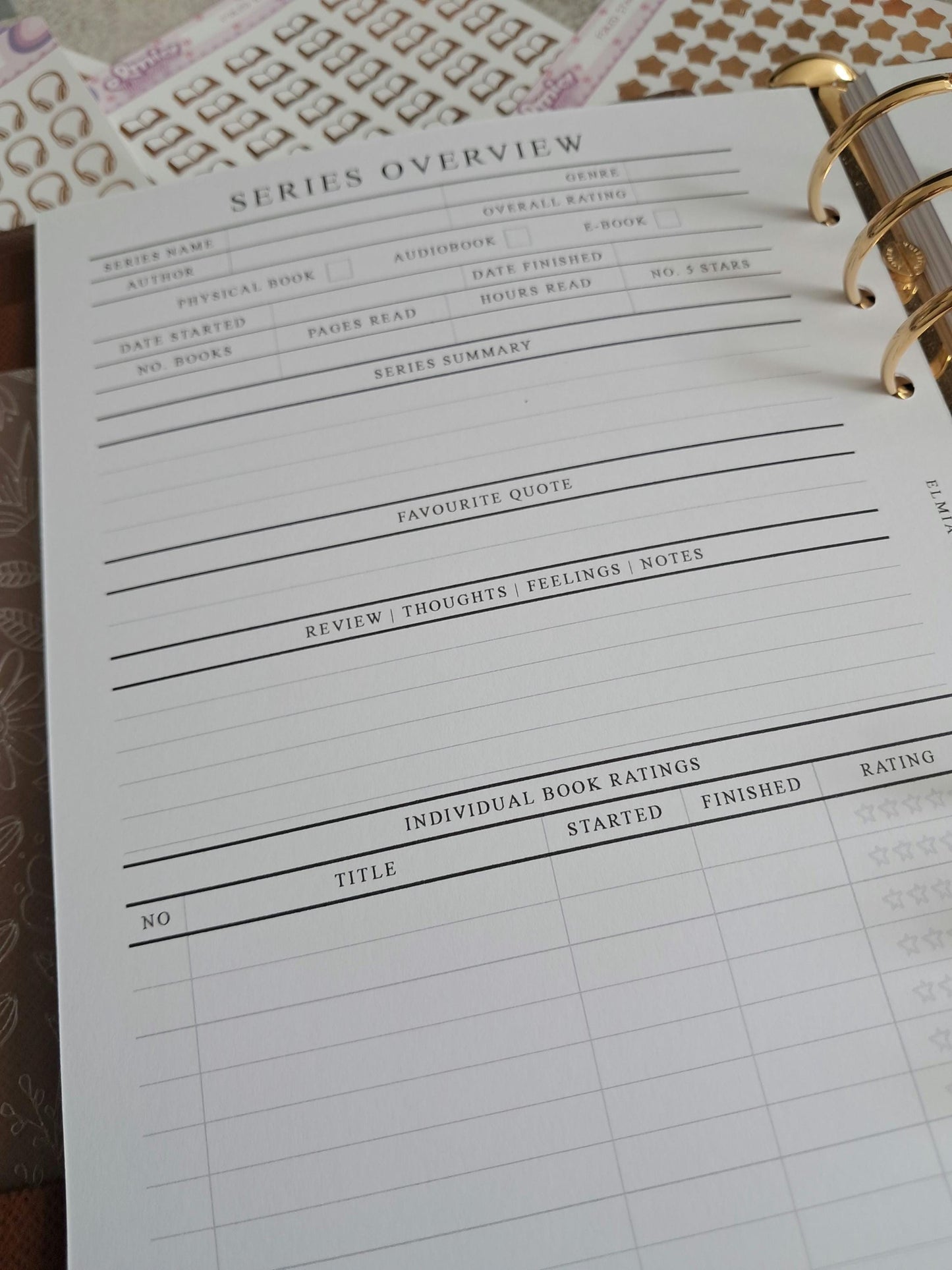 Digital Download A5 Size Reading Journal | Bookish gifts | Book Review | Reading tracker | Planner inserts | Book Series overview Tracker