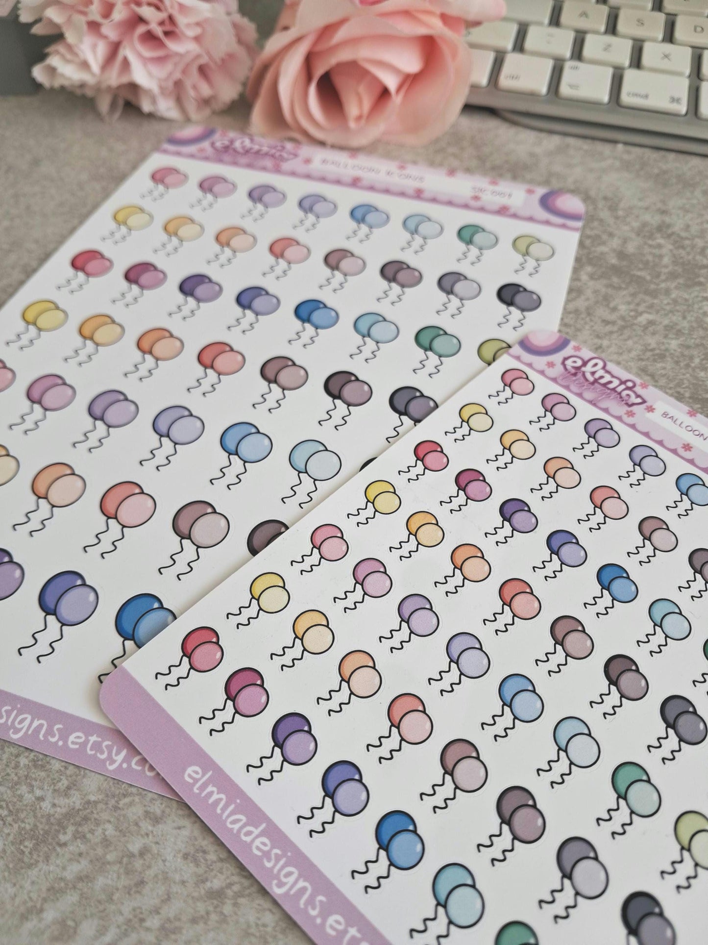 56 Cute Bright Balloon Planner Stickers | Birthday | BUJO | Planning | Journaling | Celebration | Mini Size | Standard Size | Custom