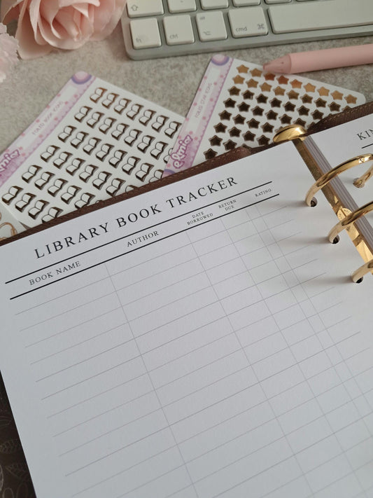 Digital Download A5 Size Reading Journal | Bookish gifts | Book Review | Reading tracker | Planner inserts | Library Book Tracker Log Notes