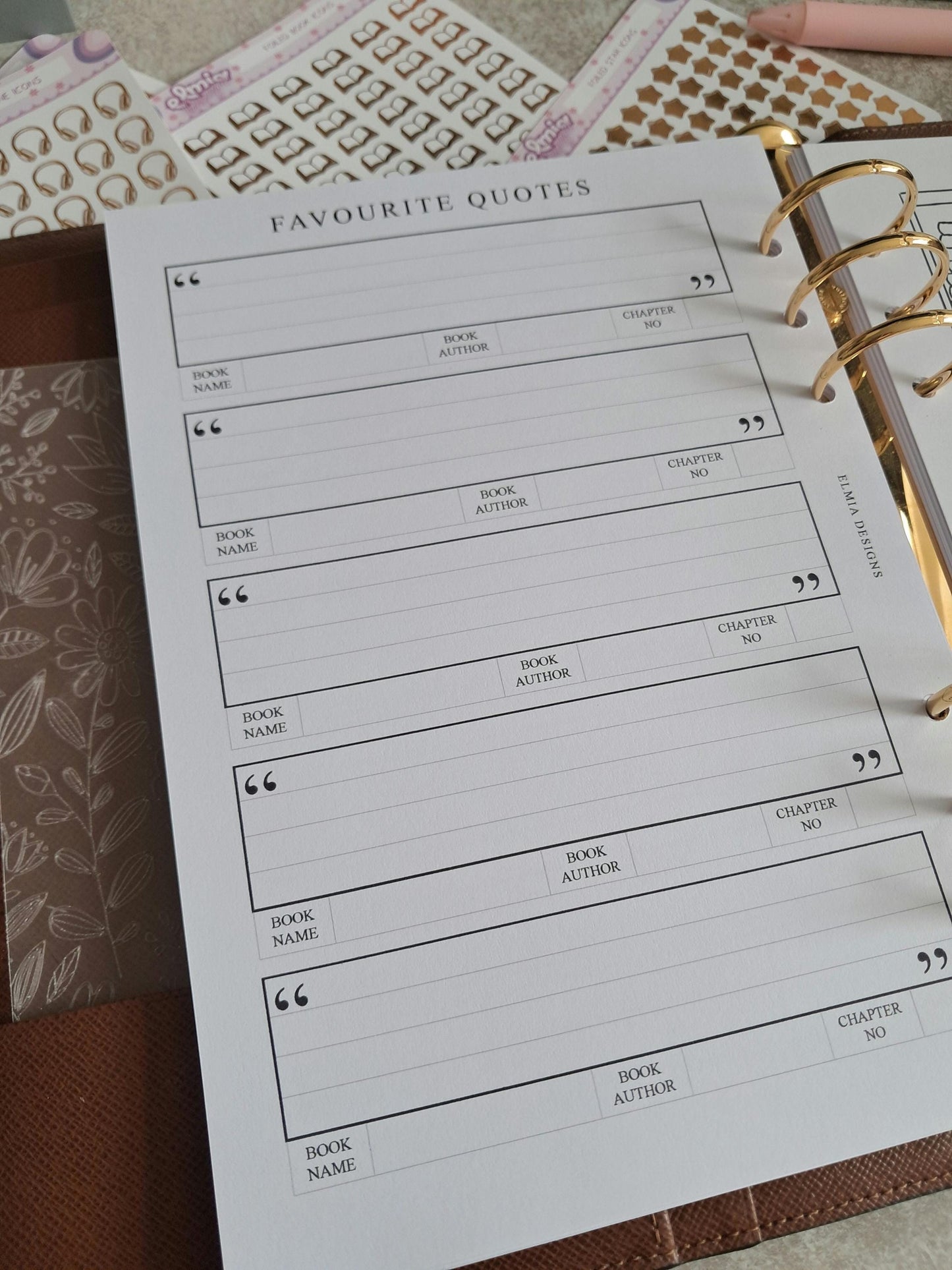 Digital Download A5 Size Reading Journal | Bookish gifts | Book Review | Reading tracker | Planner inserts | Favourite Book Quotes
