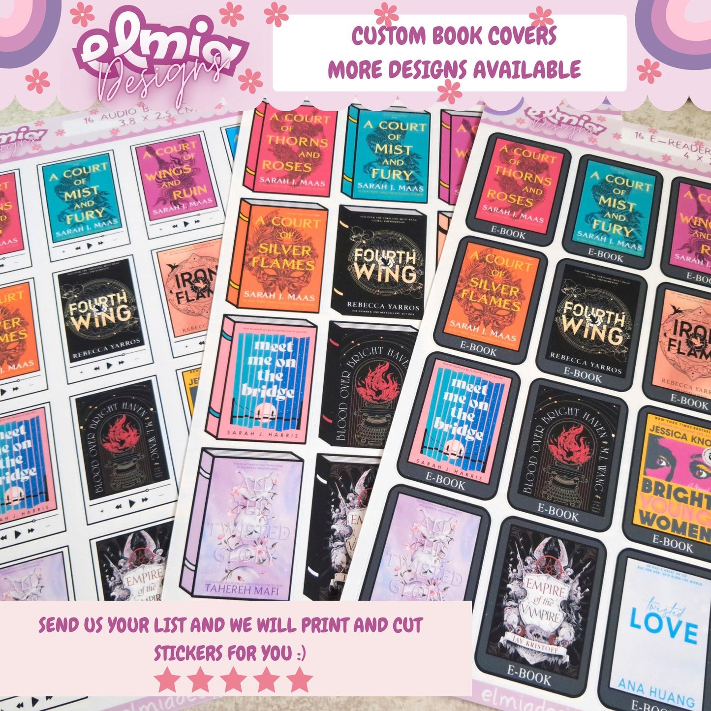 Printed Custom Book Cover Stickers | Reading Journal | Bullet Journal | Planning | Reading Gifts | Booktok | tracker | Books Ebook Audiobook