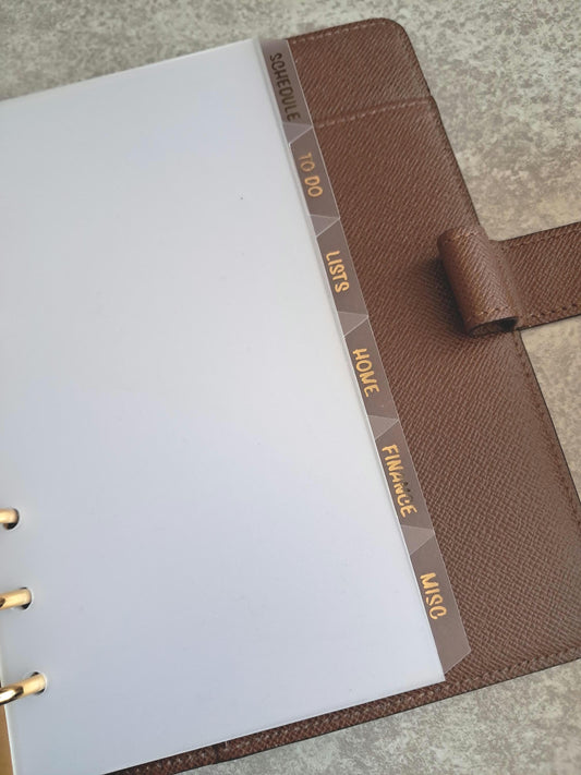 Custom Foiled Side Top Bottom Tab Dividers | BUJO | Planner Insert | Plastic Divider | Personal | A5 | A6 | Pocket | B6 | Journal | Planning