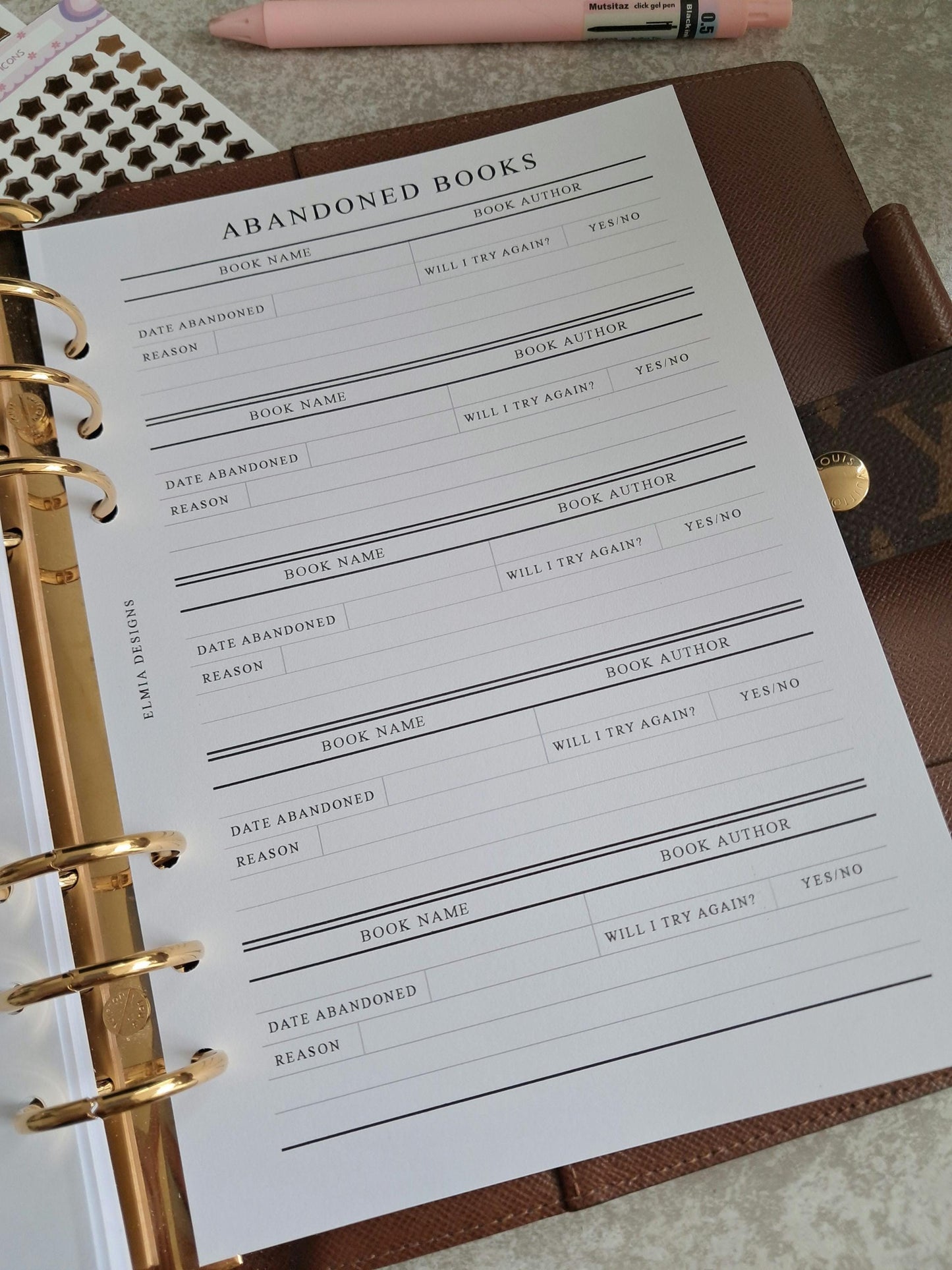 Digital Download A5 Size Reading Journal | Bookish gifts | Book Review | Reading tracker | Planner inserts | Abandoned Book DNF