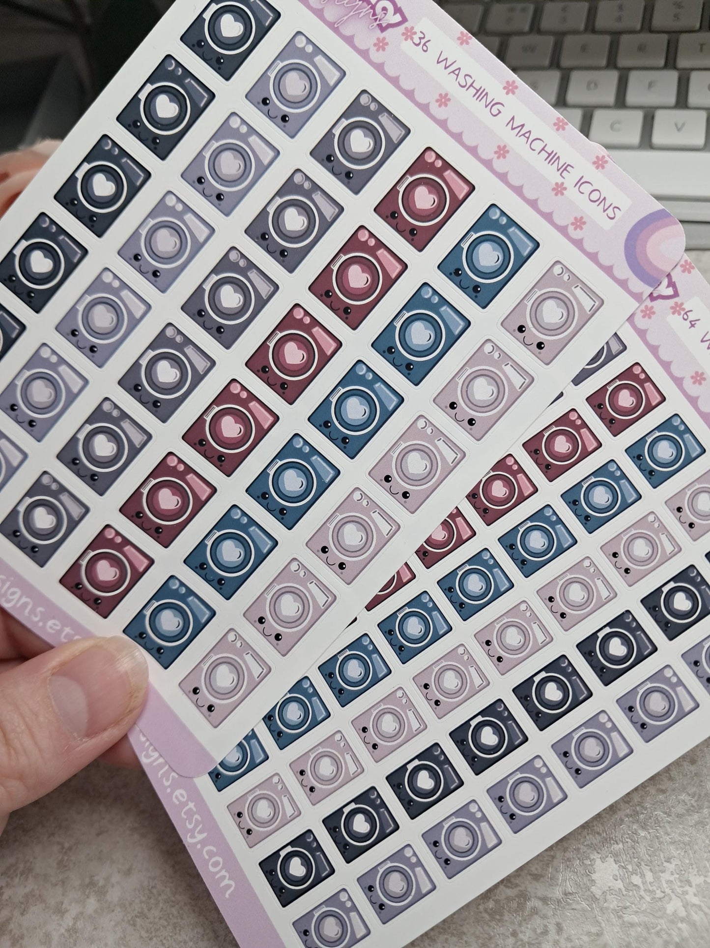 Cute Bright Neutral Washing Machine | Chores | Tumble Dryer | Journaling | Calendar Planner Stickers | BUJO | Planning | Kawaii Anime