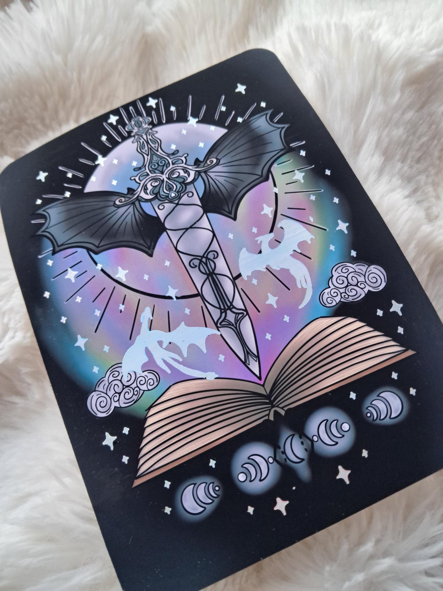 Foiled Kindle Case Insert | Reader Gifts | Bookish | Sticker | Booktok | dragons | fantasy | Romance | Romantasy | Moon | Colourful | Skin