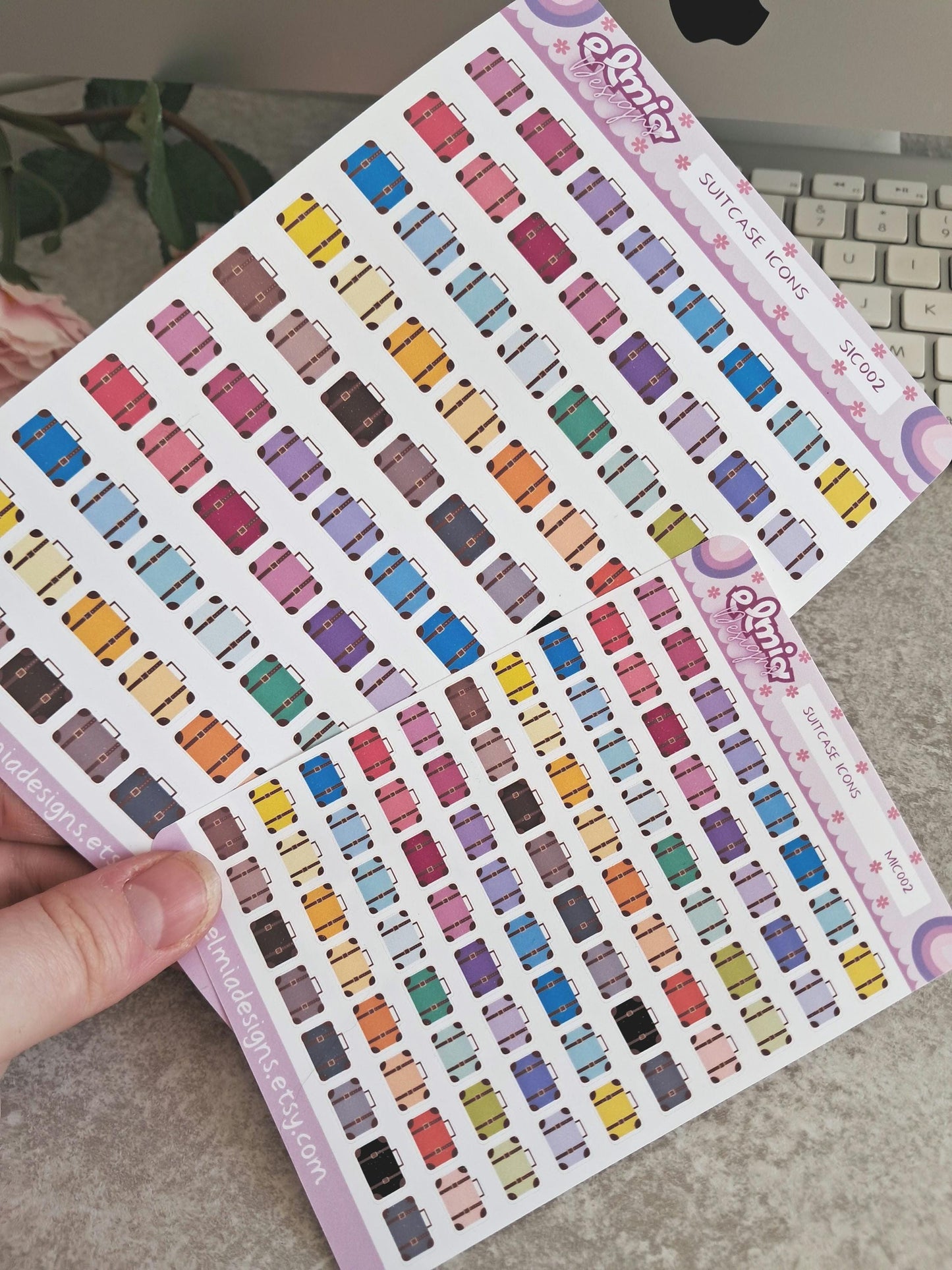 80 Cute Bright Suitcase or Briefcase Planner Stickers | Holiday | BUJO | Planning | Journaling | Work | Summer | Mini Size | Travel