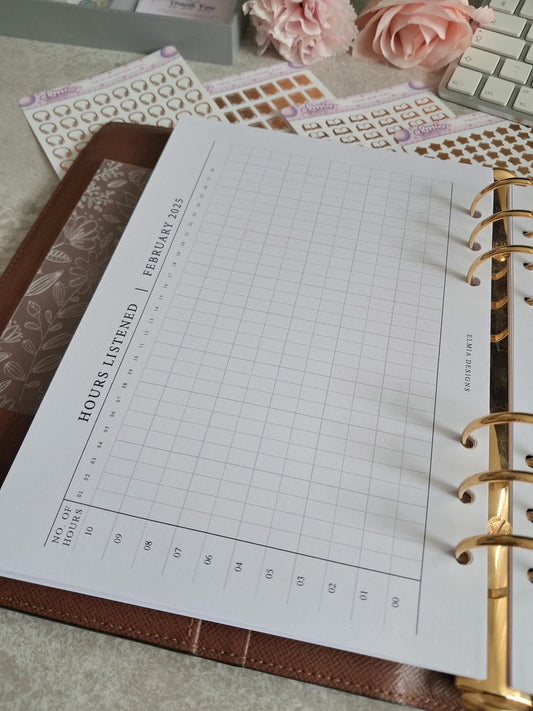 Digital Download A5 Size Reading Journal | Bookish gifts | Book Review | Reading | Planner inserts | Audiobook Listening Tracker BUJO