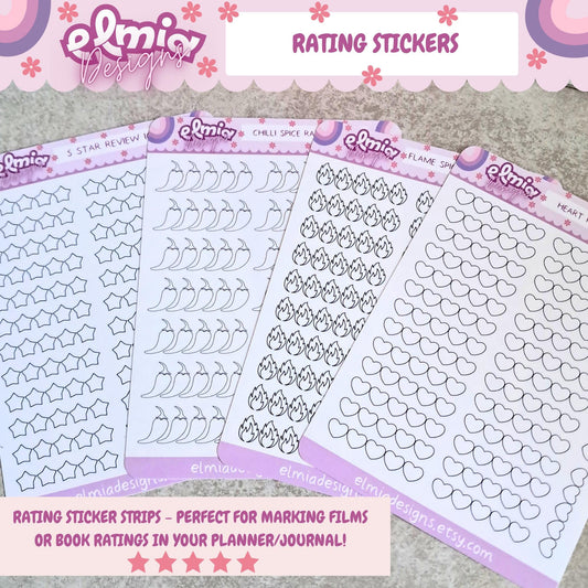 Book or reading journal rating stickers | star rating | smut or spice | emotion | romance | review | planner stickers | vinyl sticker
