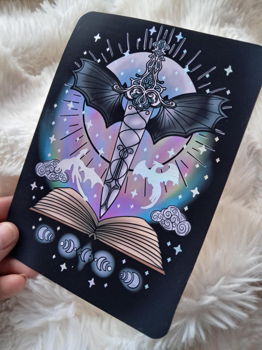 Foiled Kindle Case Insert | Reader Gifts | Bookish | Sticker | Booktok | dragons | fantasy | Romance | Romantasy | Moon | Colourful | Skin