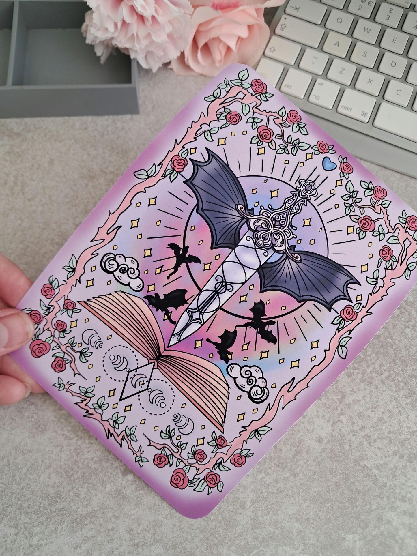 PRINTED Kindle Case Insert | Reader Gifts | Bookish | Sticker | Booktok | dragons | fantasy | Romance | Romantasy | Moon | Colourful | Skin