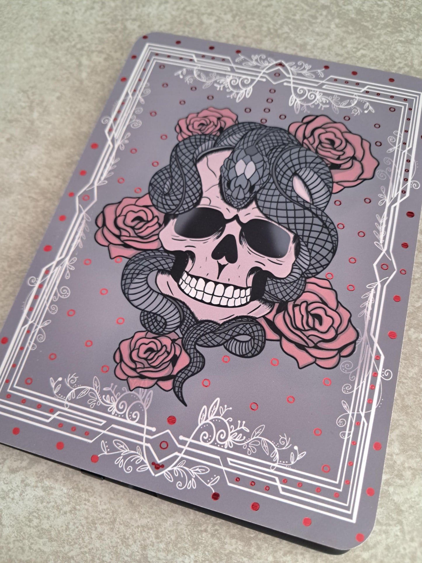 Printed Custom Kindle Case Insert | Reader Gifts | Bookish | Decor | Kindle Sticker | Booktok | gothic pirate skull roses snake viper death