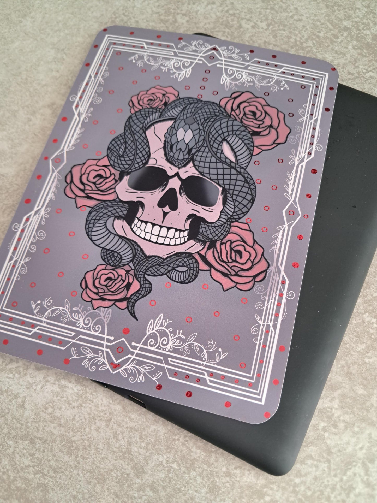 Printed Custom Kindle Case Insert | Reader Gifts | Bookish | Decor | Kindle Sticker | Booktok | gothic pirate skull roses snake viper death