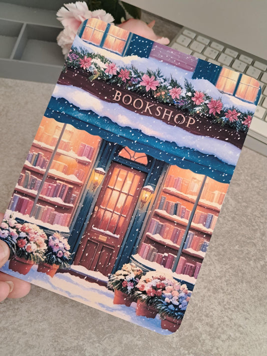 Printed Kindle Case Insert | Reader Gifts | Bookish | Decor | Kindle Sticker | Booktok | Fantasy book shop bookstore winter snow christmas