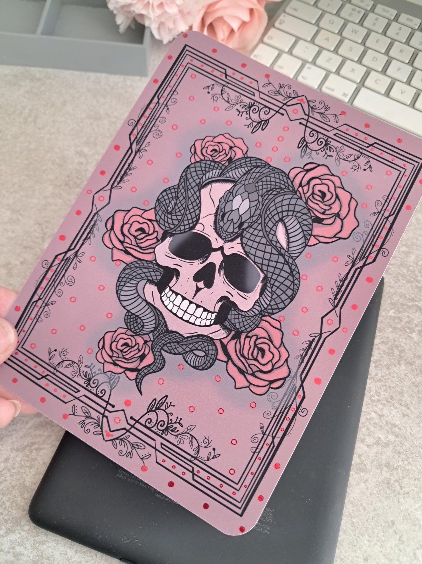 Printed Custom Kindle Case Insert | Reader Gifts | Bookish | Decor | Stickers | Booktok | Dark Romance | Skull | Viper | Snake | Red Rose