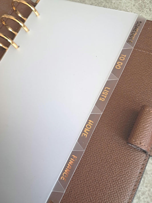Custom Foiled Side Top Bottom Tab Dividers | BUJO | Planner Insert | Plastic Divider | Personal | A5 | A6 | Pocket | B6 | Journal | Planning