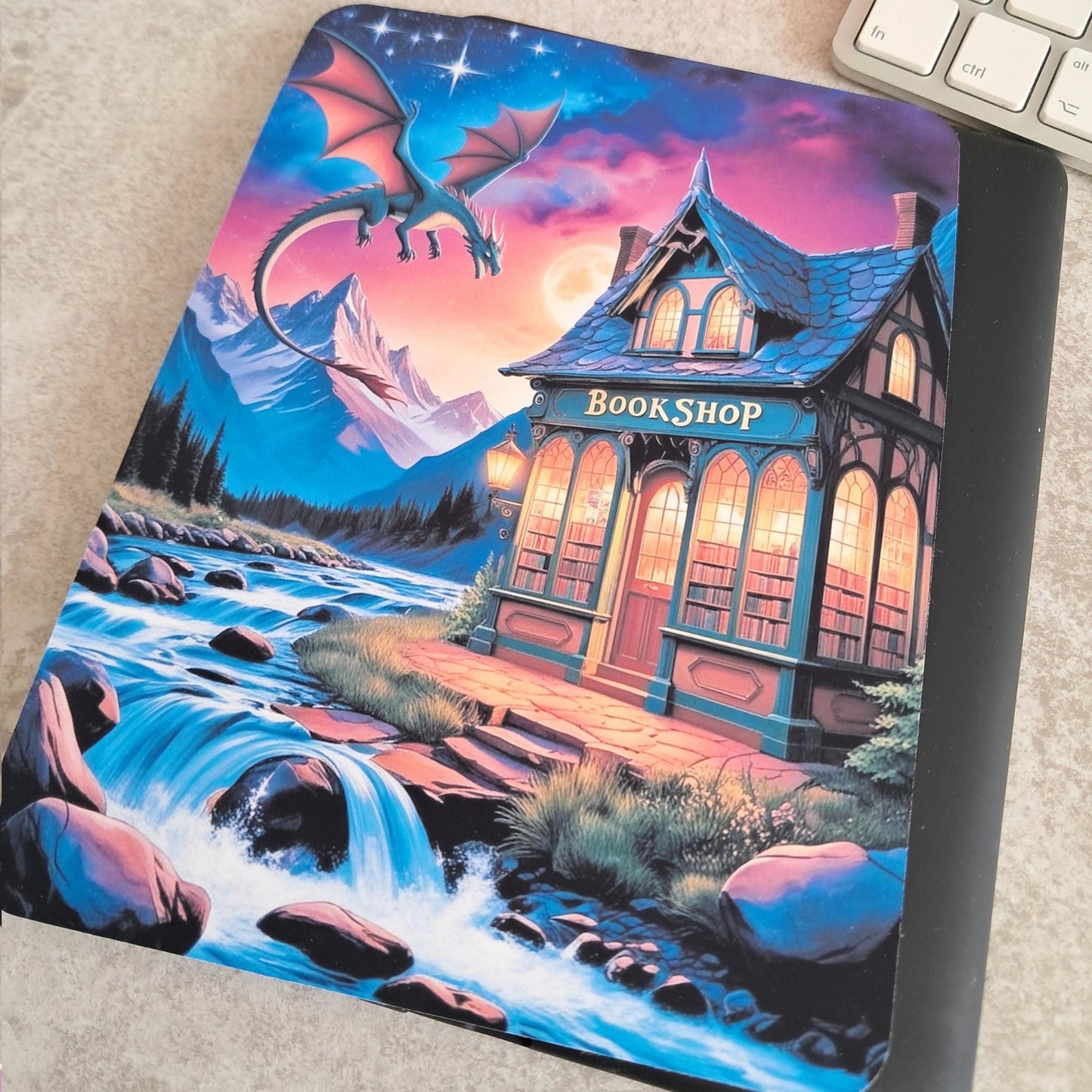 Printed Kindle Case Insert | Reader Gifts | Bookish | Decor | Kindle Sticker | Booktok | Fantasy shop bookstore mountains dragon sky sunset