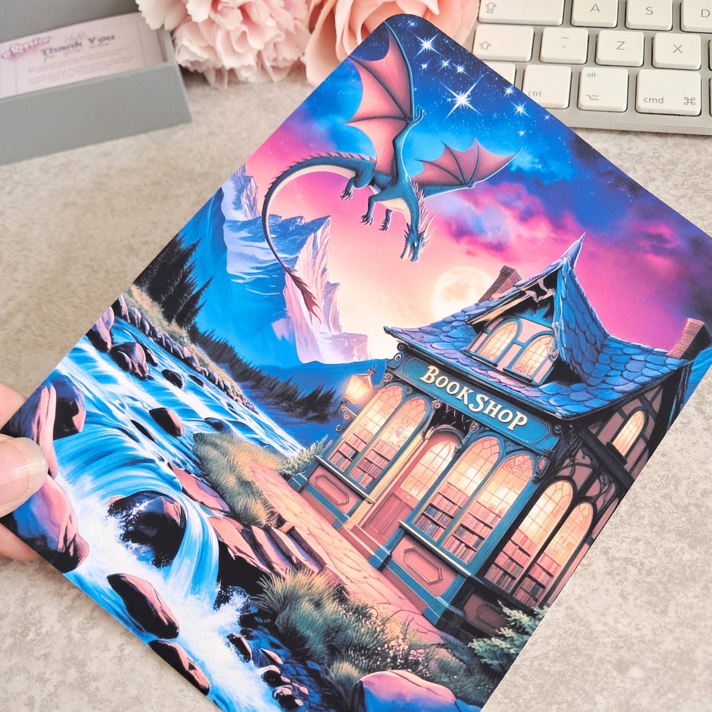 Printed Kindle Case Insert | Reader Gifts | Bookish | Decor | Kindle Sticker | Booktok | Fantasy shop bookstore mountains dragon sky sunset