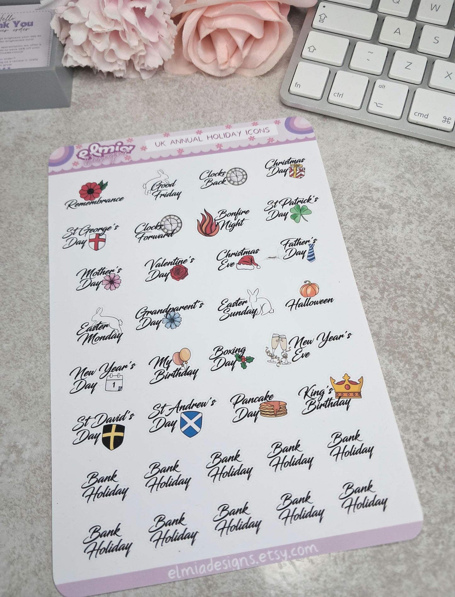 Printed UK Annual Holiday Date Planner Journal Diary Stickers | Bullet Journal | Planning | Bank Holiday | Calendar Dates | tracker