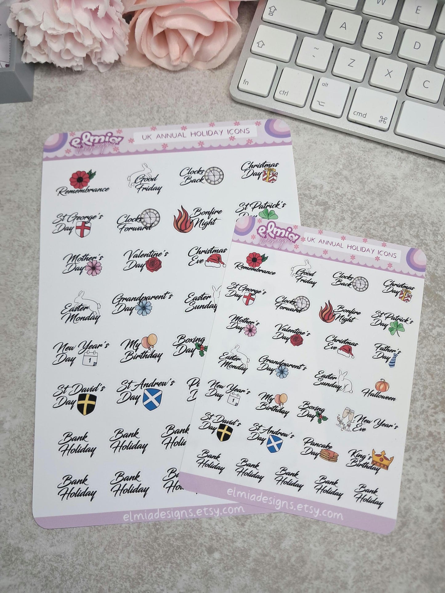 Printed UK Annual Holiday Date Planner Journal Diary Stickers | Bullet Journal | Planning | Bank Holiday | Calendar Dates | tracker