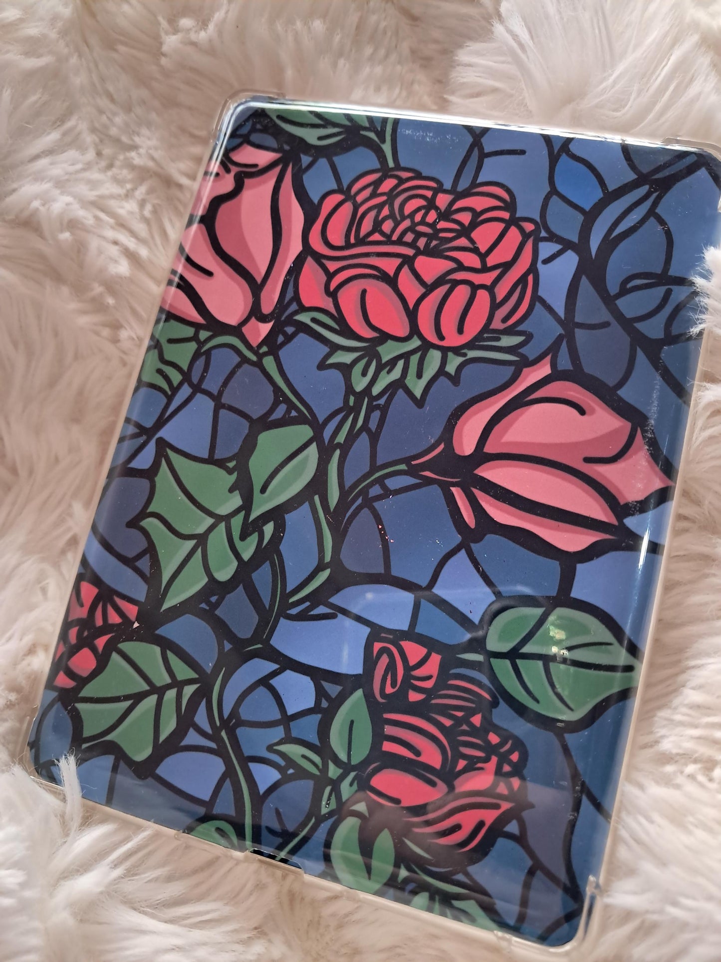 Printed Kindle Case Insert | Reader Gifts | Bookish | blue red Decor | Kindle Stickers | Booktok | rose stained glass vinyl sticker girly
