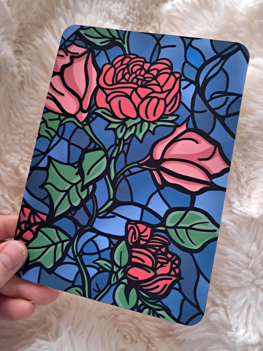 Printed Kindle Case Insert | Reader Gifts | Bookish | blue red Decor | Kindle Stickers | Booktok | rose stained glass  vinyl sticker girly