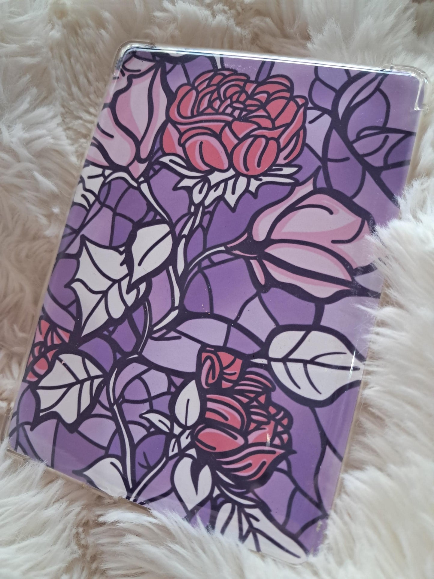 Printed Kindle Case Insert | Reader Gifts | Bookish | purple pink Decor Kindle Stickers | Booktok | rose stained glass vinyl sticker girly