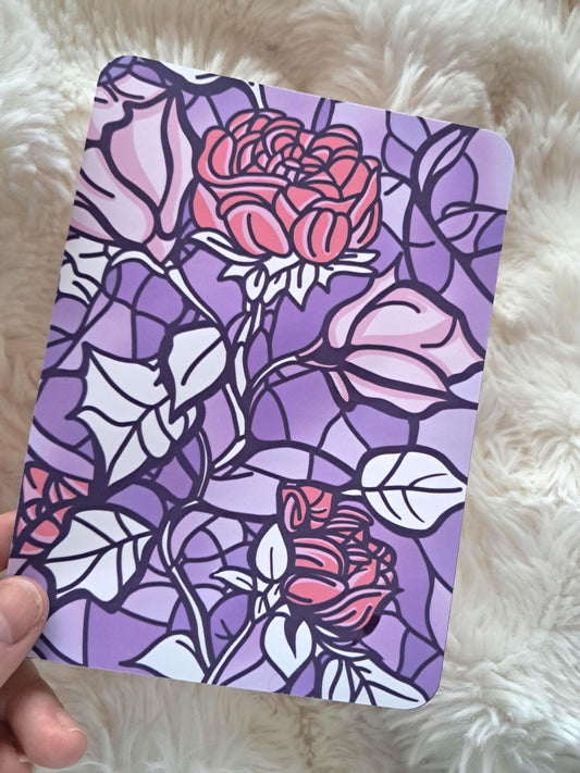 Printed Kindle Case Insert | Reader Gifts | Bookish | purple pink Decor Kindle Stickers | Booktok | rose stained glass  vinyl sticker girly