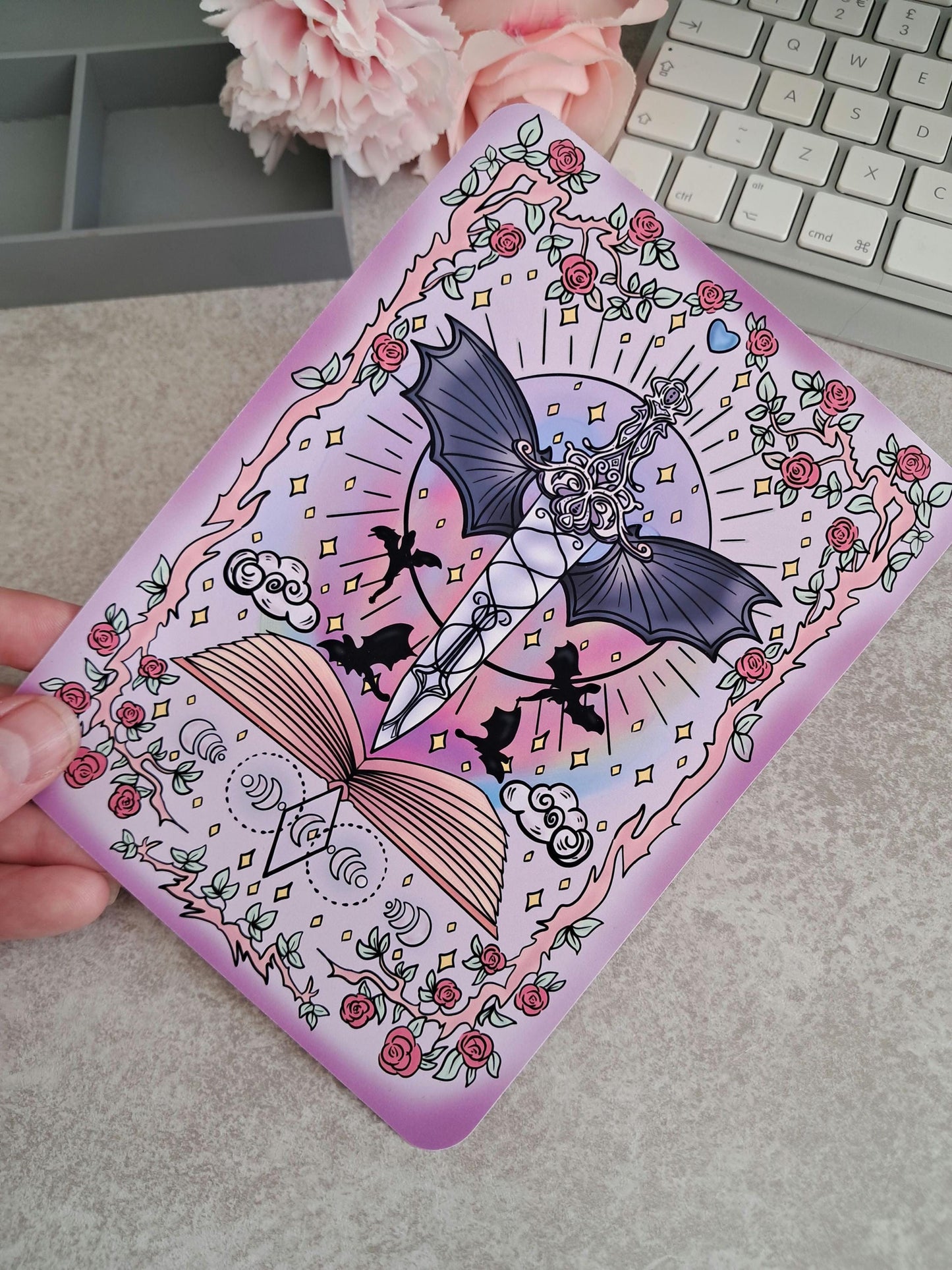 PRINTED Kindle Case Insert | Reader Gifts | Bookish | Sticker | Booktok | dragons | fantasy | Romance | Romantasy | Moon | Colourful | Skin