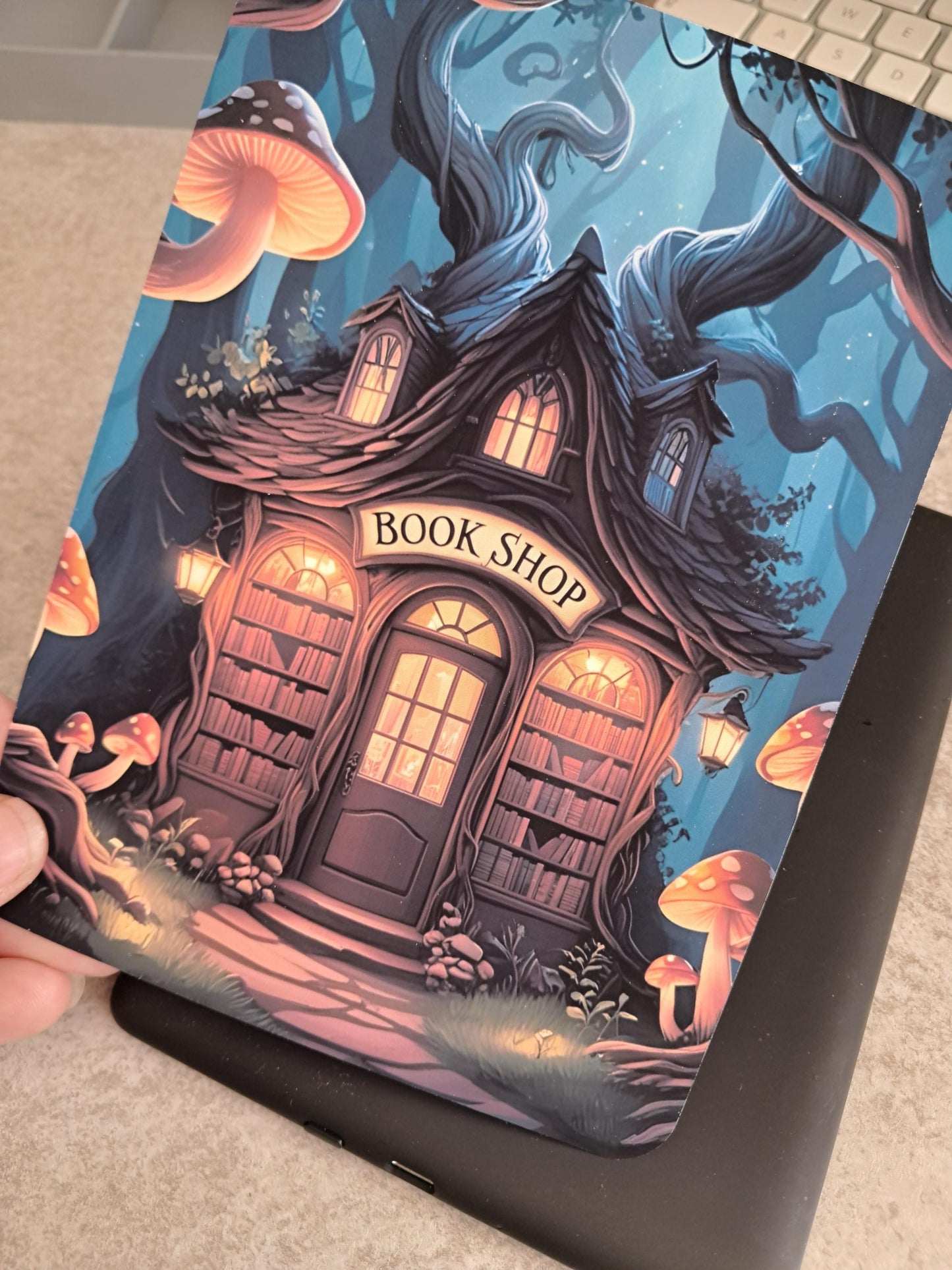 Printed Kindle Case Insert | Reader Bookish | Kindle Stickers | Booktok | fantasy | Enchated Book Shop In the Forest Woods | Romance | fat