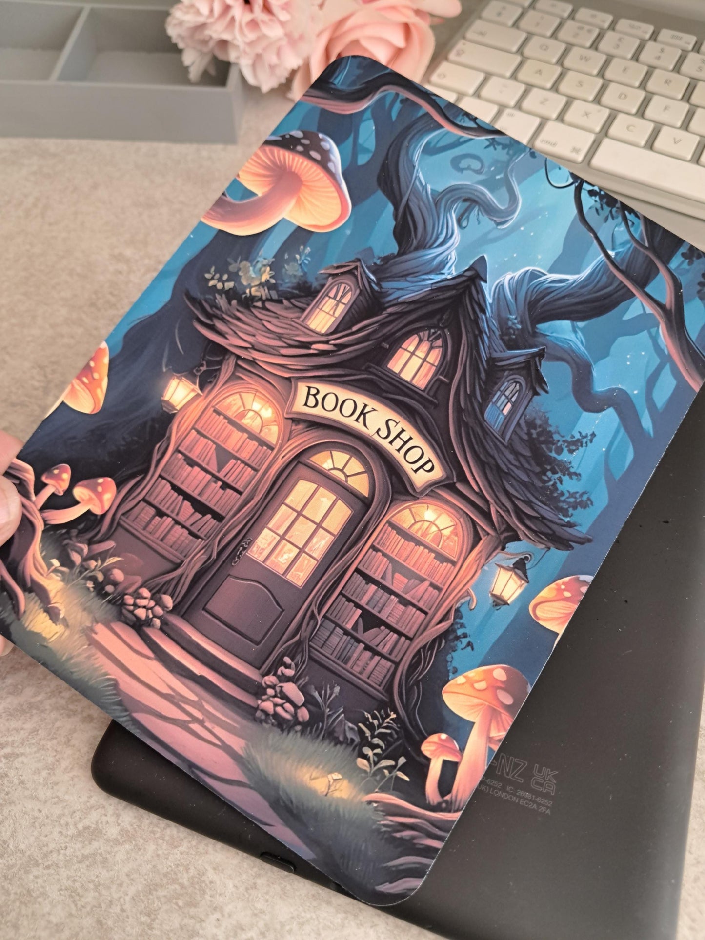 Printed Kindle Case Insert | Reader Bookish | Kindle Stickers | Booktok | fantasy | Enchated Book Shop In the Forest Woods | Romance | fat