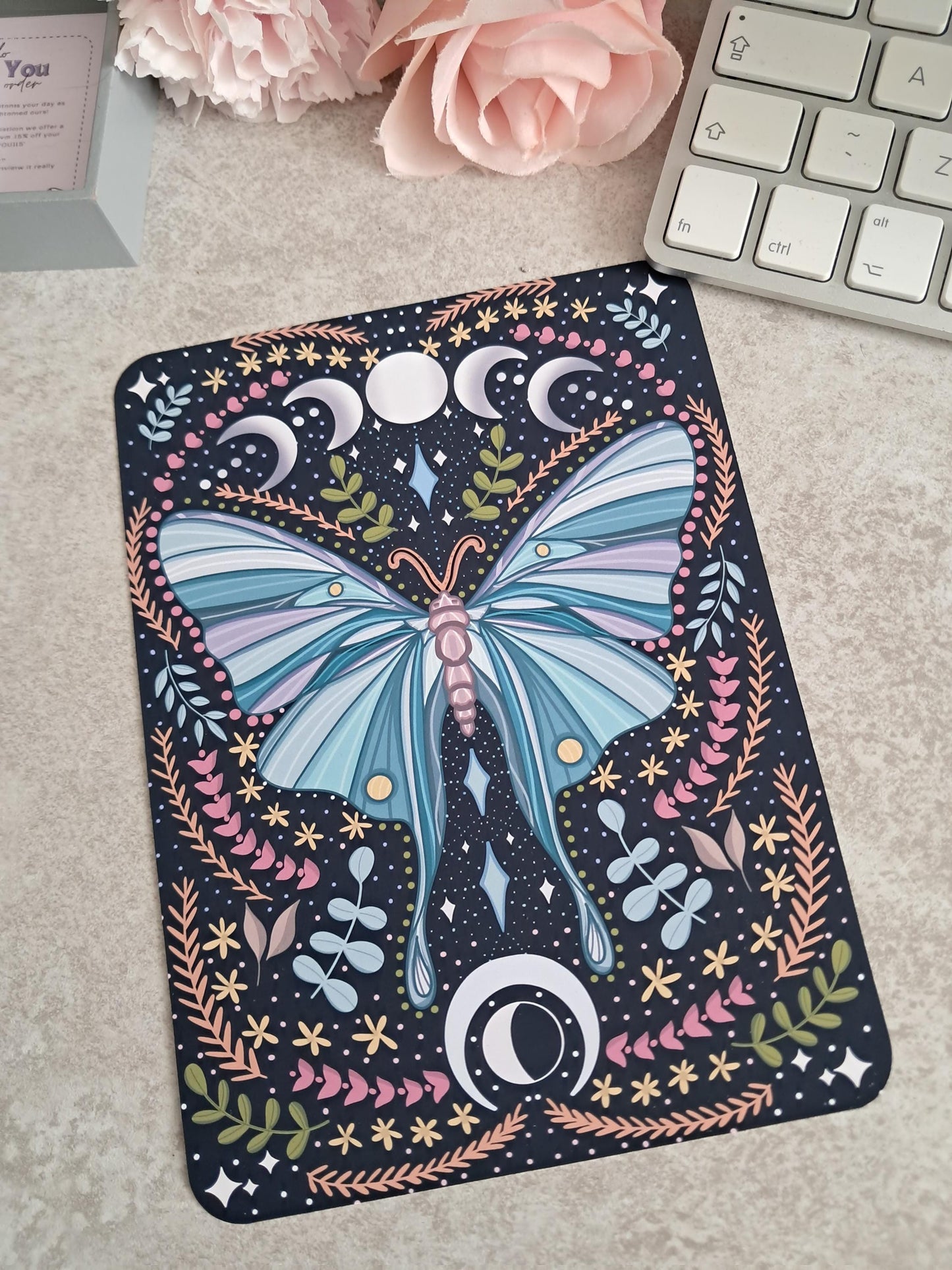 Printed Kindle Case Insert | Reader Gifts | Bookish | Moon phase | Kindle vinyl Stickers | Booktok | moth romance butterfly girly tarot card