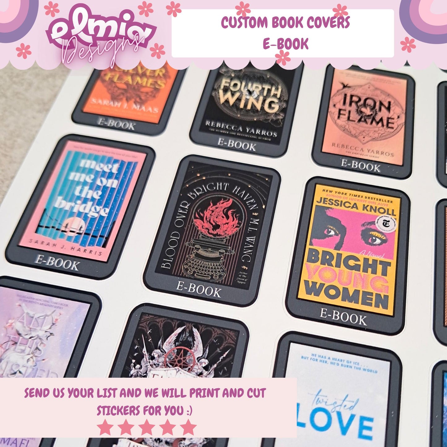 Printed Custom Book Cover Stickers | Reading Journal | Bullet Journal | Planning | Reading Gifts | Booktok | tracker | Books Ebook Audiobook